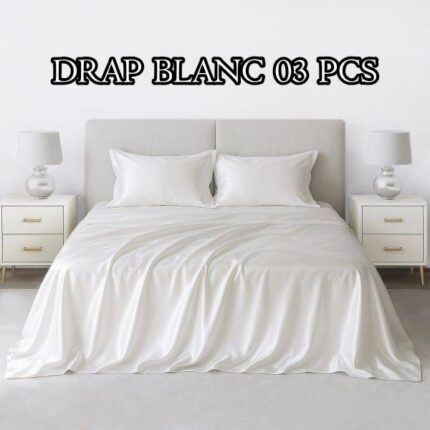 Draps blanc 3 pièces double lit